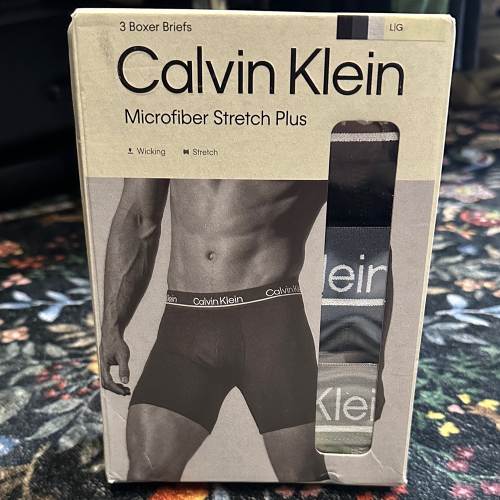 NWT Calvin Klein Black Microfiber Stretch Plus Boxer Briefs